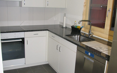 Moderne Küche mit Spülmaschine und Backofen